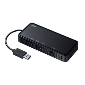 USB3.1-HDMIディスプレイアダプタ(4K対応・ 2出力・LAN-ポート付き) USB3.1-HDMIディスプレイアダプタ(4K対応・ 2出力・LAN-ポート付き) (USB-CVU3HD3)