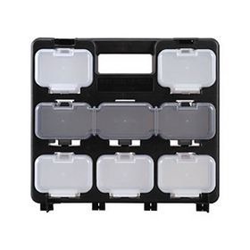 スケルトンパーツボックスミニ フレーム黒／シングルタイプ透明小箱10個／トリプルタイプグレー小箱2個