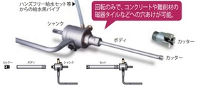 湿式ミストダイヤドリル（ネジタイプ）セット 16.0mm 有効長100mm
