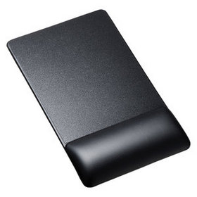 リストレスト付きマウスパッド （レザー調素材、高さ標準、ブラック） (MPD-GELPNBK)
