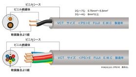 富士電線工業 ビニルキャブタイヤケーブル （カット品） VCT 3.5sqx2芯