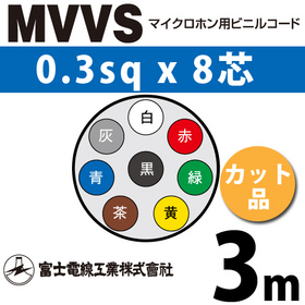 マイクロホン用ビニルコード （カット品） MVVS 0.3sqx8芯 （0.3mm 8C 8心） （切断 1m～）