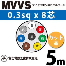 マイクロホン用ビニルコード （カット品） MVVS 0.3sqx8芯 （0.3mm 8C 8心） （切断 1m～）